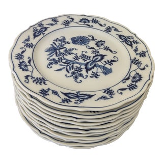 Blue Danube Blue Onion Porcelain Salad or Dessert Plates - Set of 10 For Sale