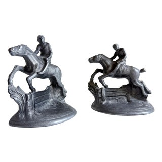 1920s Horse and Rider Equestrian Bookends - A Pair For Sale