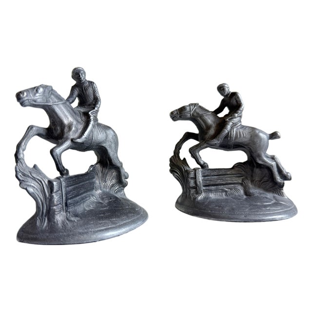1920s Horse and Rider Equestrian Bookends - A Pair For Sale
