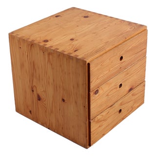 Square Record Cabinet in Pine by Ate Van Apeldoorn for Houtwerk Hattem, 1960s For Sale