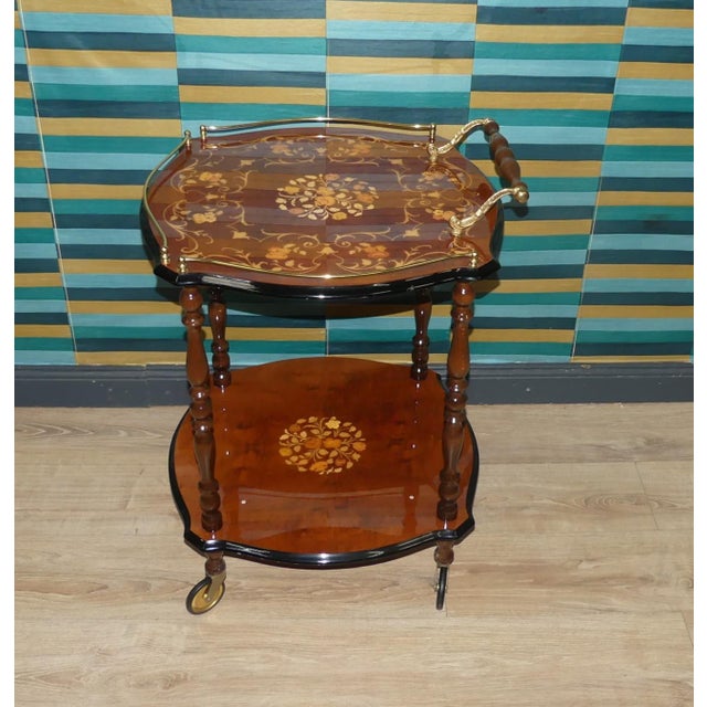 1970s Italian Wooden Bar Cart, 1960s For Sale - Image 5 of 11