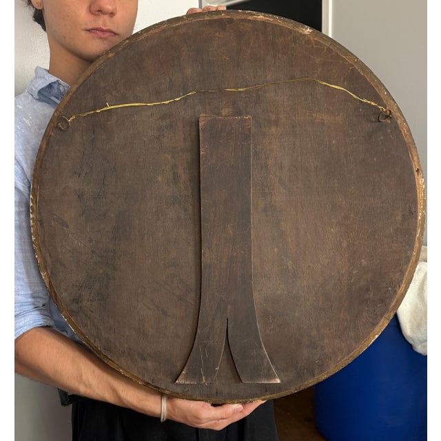 Round Barbola Bevel Mirror With Relief of Fruit From England (Diameter 22 1/4) For Sale - Image 9 of 9