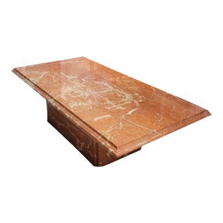 1980s Marble Coffee Table Rusty Red and Brown For Sale