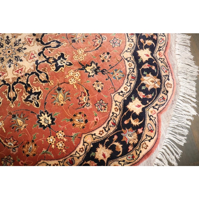 A round mid 20th Century Formal Persian Rose Color Rug
