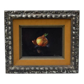 1970s Josef Hansen Silhavy 20th Century Still Life of an Onion, 6"x8" Oil on Masonite For Sale