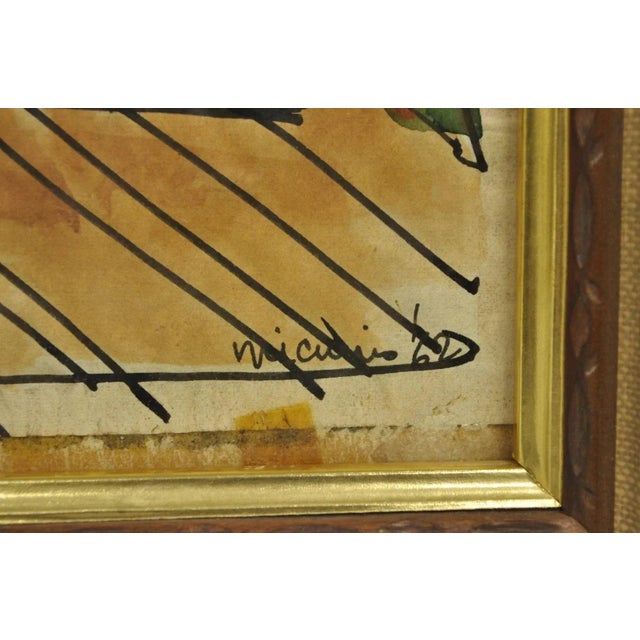 Vintage "Carmen Act I" New York City Opera Watercolor Framed Painting, Signed For Sale In Philadelphia - Image 6 of 12