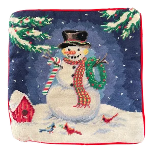 Vintage Snowman Needlepoint Pillow Cover