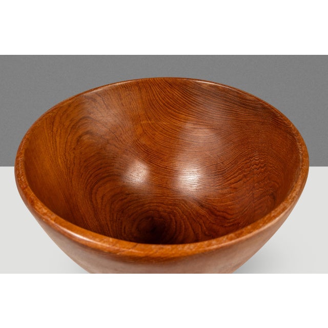 Set of Four ( 4 ) Mid-Century Organic Modern Wood-Turned Salad / Serving Bowls in Solid Burmese Teak, C. 1970's For Sale - Image 9 of 17