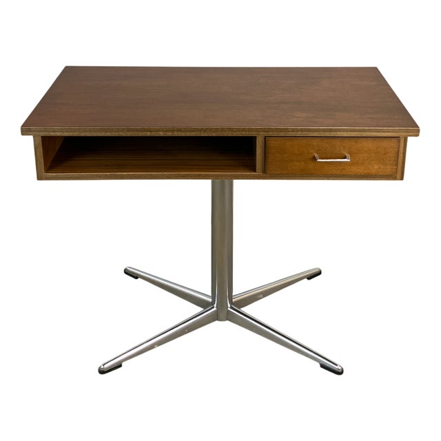 Swivel Side Table in Chrome Frame and Dark Walnut, 1970s For Sale