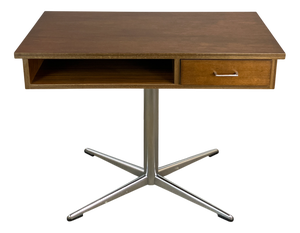 Swivel Side Table in Chrome Frame and Dark Walnut, 1970s