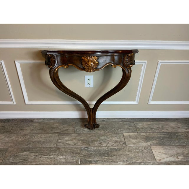 Brown Louis XVI Style Carved Gilt Wall Table Shelf For Sale - Image 8 of 9