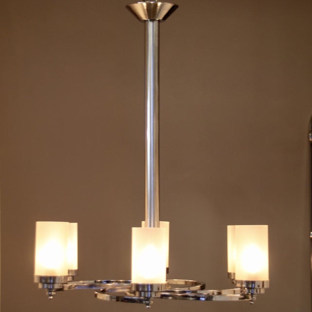 Art Deco Glass Six-Arm Ceiling Lamp, 1930s For Sale - Image 18 of 18