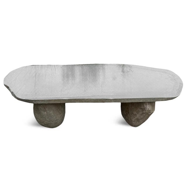 Stone Slab Boulder Coffee Table Bench | Chairish