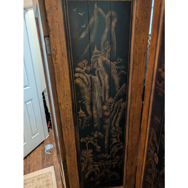 This 1980's Hand Painted Chinoiserie Style solid wood 3 Panel Divider appears to be identical to one previously sold by...