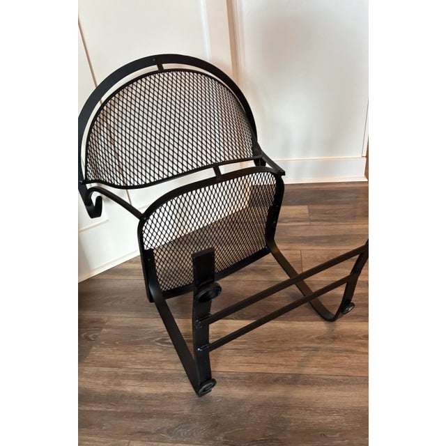 Mid-Century Modern 1960s Mid Century Salterini Style Wrought Iron Mesh Outdoor Rocker Chair For Sale - Image 3 of 9