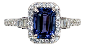 1.2Ct Tanzanite Ring With Earth Mined Diamonds in Solid 14k Gold, 7x5mm, Size 6.75