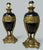 Stunning Pair Traditional Bulbous Form Art Deco Period Blue and Dark Gold Bronzed Porcelain and metal pair of electric...