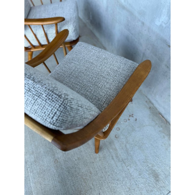 Brown 1940s Conant Ball Solid Maple Lounge Chairs, Restored Pair For Sale - Image 8 of 11