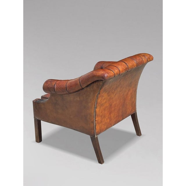 Antique Club Chair in Brown Leather, 1880 For Sale - Image 9 of 11