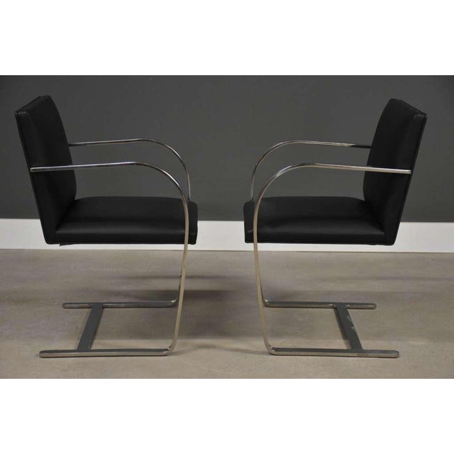 Mies Van Der Rohe Knoll Black Leather Chrome Brno Dining Chairs - Set of 6 For Sale In Boston - Image 6 of 10