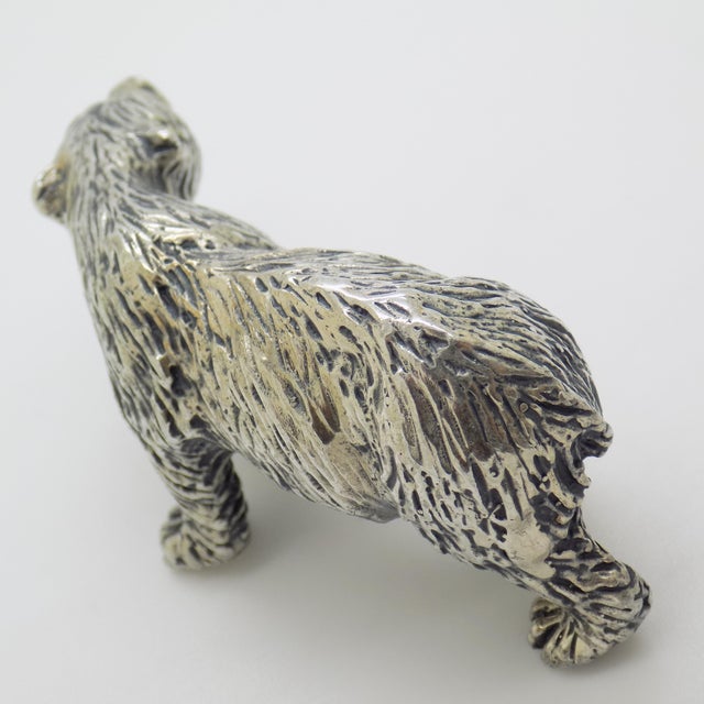 1950s Vintage Italian Handmade Genuine Silver Large and Detailed Bear Figurine Sculpture Miniature For Sale - Image 5 of 11