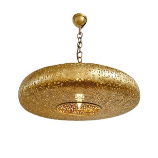 Brass Work Pancake Lantern Medium For Sale
