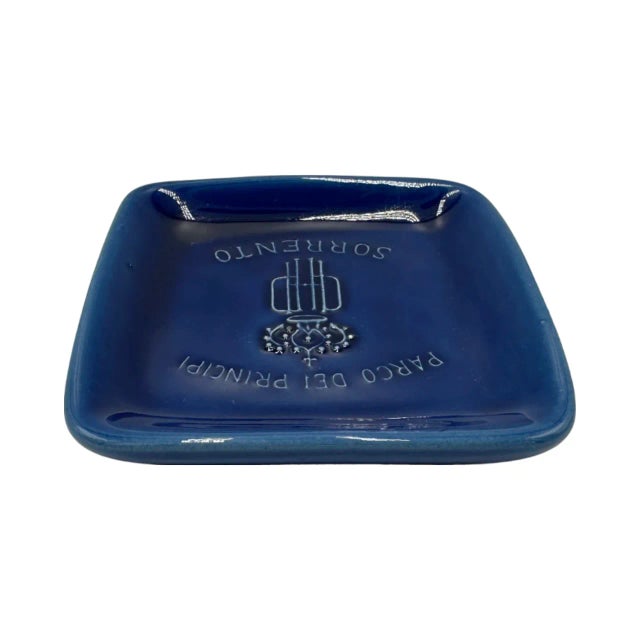 Vintage Parco Dei Principi Sorrento Hotel Ashtray Dish Italy Blue Ceramic For Sale - Image 4 of 12