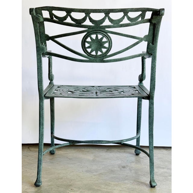 Vintage Regency Verdigris Koi Fish or Dolphin Patio Table and 4 Chairs For Sale - Image 14 of 18