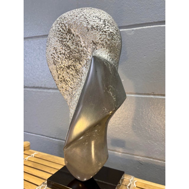 Mid-Century Modern Vintage Postmodern Abstract Carved Stone Sculpture on Lucite Base For Sale - Image 3 of 6