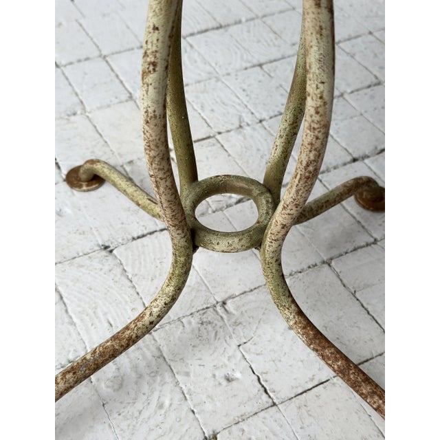 Vintage White-Painted Iron Petal Back Vanity Chair With Navy Suede Seat, Circa Mid-20th Century For Sale - Image 14 of 16
