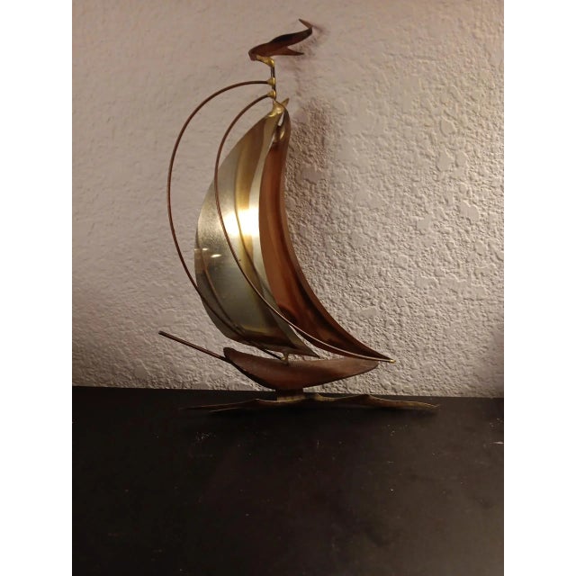 1980s Curtis Jere Style Brass & Copper Sail Ship 3D Model Figurine For Sale In Dallas - Image 6 of 6