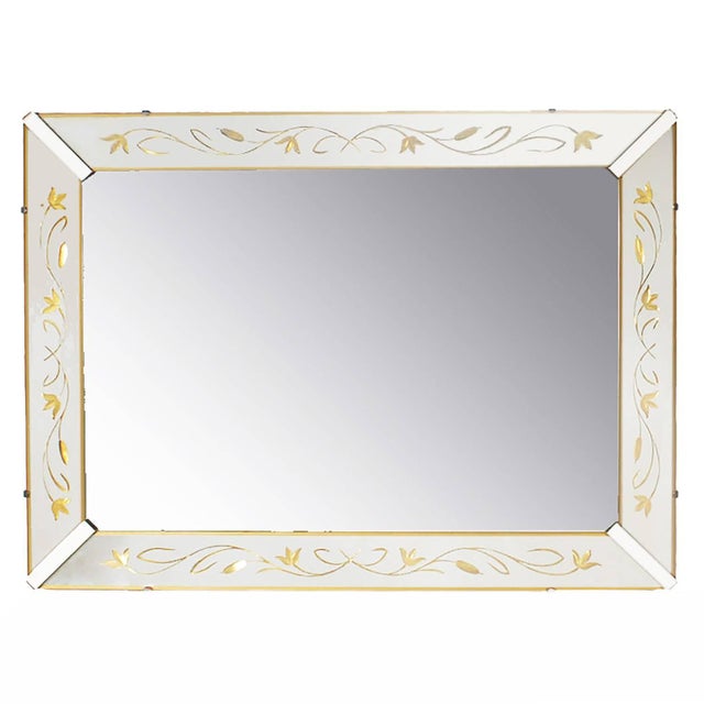 Etched and Reverse Gilt Mirrored Frame Art Deco Mirror With Foliate Detail For Sale In Chicago - Image 6 of 6