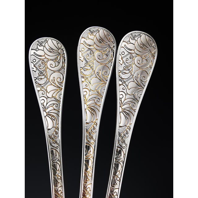 Early 21st Century Christofle Silver-Plated Garden of Eden Cutlery Service for 12 from Christofle et Cardeilhac, Set of 100 For Sale - Image 5 of 18