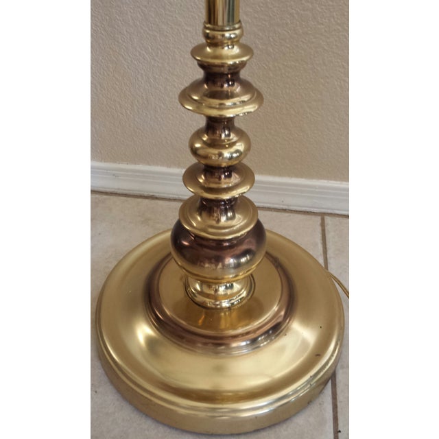 Mid-Century Stiffel Brass & Glass Shelf Floor Lamp | Chairish