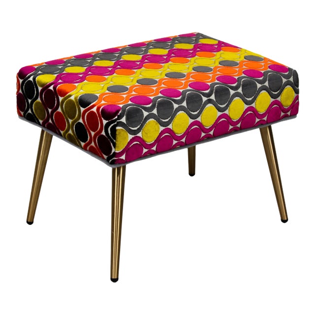 Colorful Velvet Bench With Metal Legs For Sale