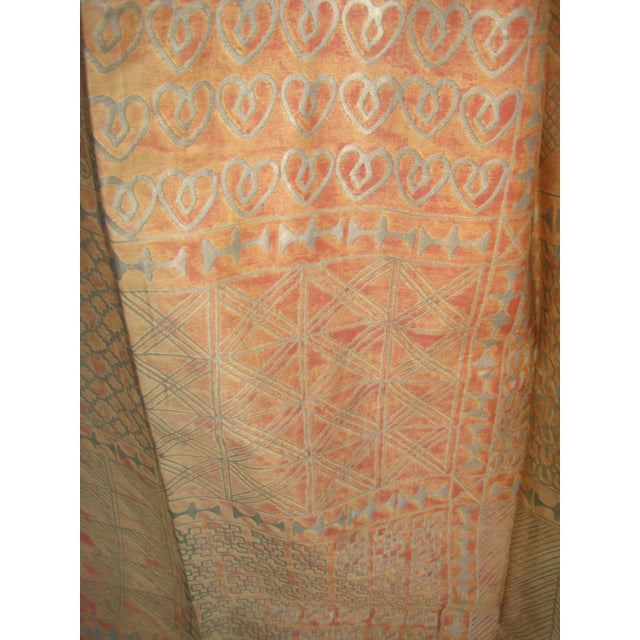 Burnt Orange Fortuny Orange Ashanti Design Vintage Curtains a Pair For Sale - Image 8 of 10