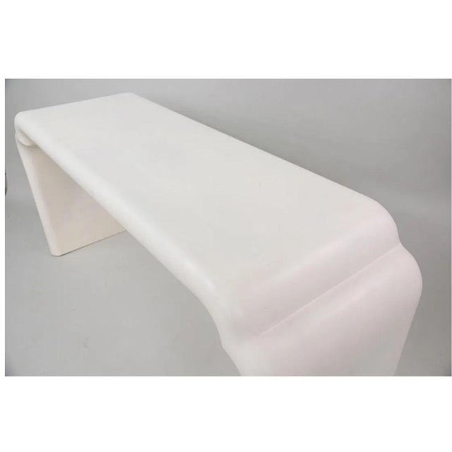Karl Springer Style White Waterfall Console Table For Sale - Image 4 of 4