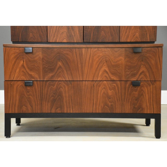 Black 1960s Refinished Milo Baughman for Directional Walnut Armoire Dresser For Sale - Image 8 of 12