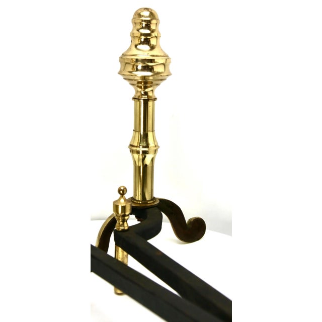 Metal Iron and Brass Top Andirons, 1930s, Set of 2 For Sale - Image 7 of 11