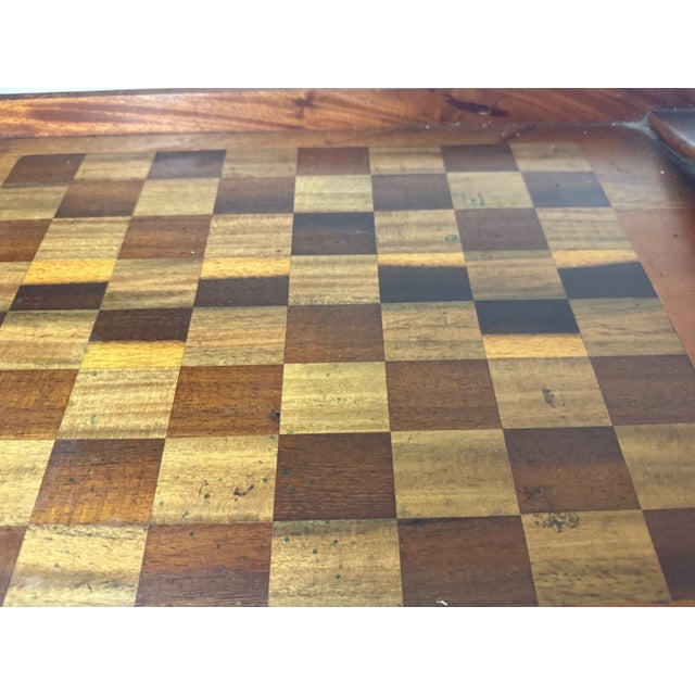 Antique Hand Carved Wooden Gaming Chess Checker Board Game Serving Butlers Tray For Sale In New York - Image 6 of 10