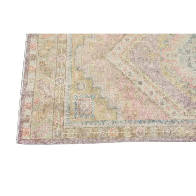 Textile Turkish Oushak Rug Oriental Handwoven Rug 3' X 10'5" For Sale - Image 7 of 10