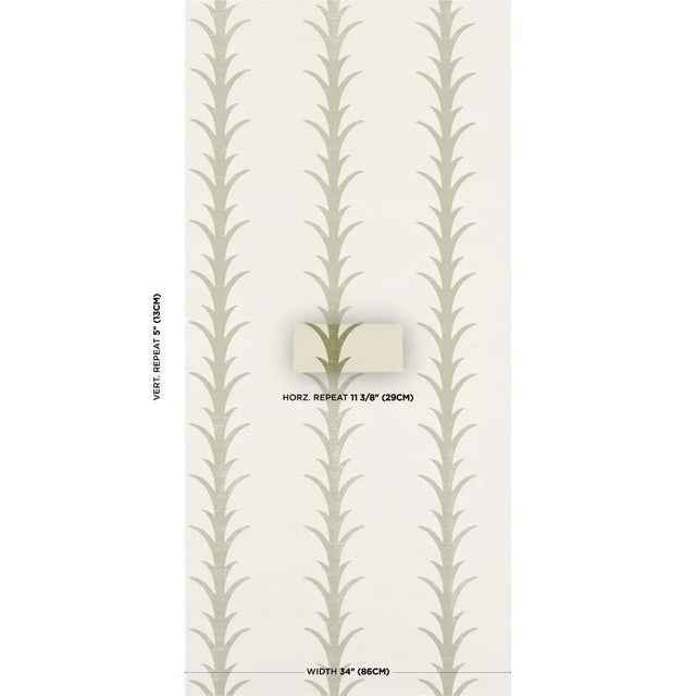 This pattern is a stylized stripe based on a classic acanthus motif. Elegant and airy, the design is printed on a sisal...