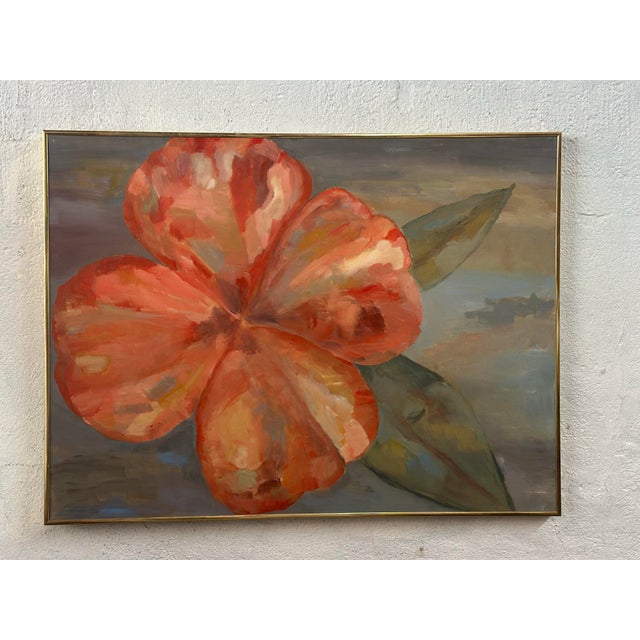 Vintage Oil on Canvas Bold Floral Painting , Framed For Sale In Charleston - Image 6 of 10