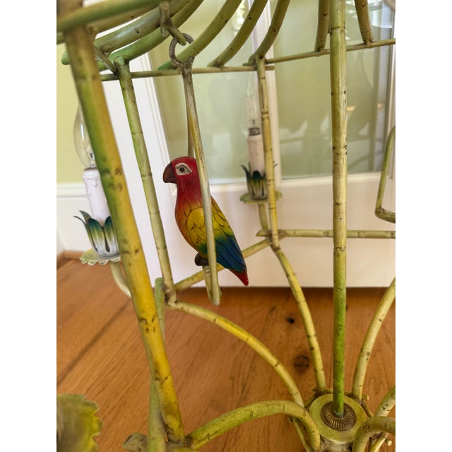 Mid-20th Century Coastal Chinoiserie Regency Pagoda Tole Faux Bamboo Chandelier For Sale In Charlotte - Image 6 of 10
