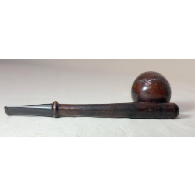 Wood Rare Antique 1920's New York Yankees Baseball Bat Hand Carved Wood Smoking Pipe For Sale - Image 7 of 12
