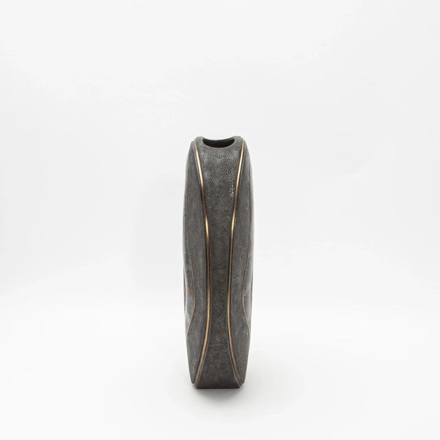 Modern Modern Vase in Shagreen With Quartz and Brass Details by R&y Augousti For Sale - Image 3 of 10