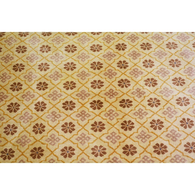 Vintage Chinese Art Deco Hand Knotted Organic Wool Fine Weave Rug,5'1"x7'10" For Sale - Image 4 of 8