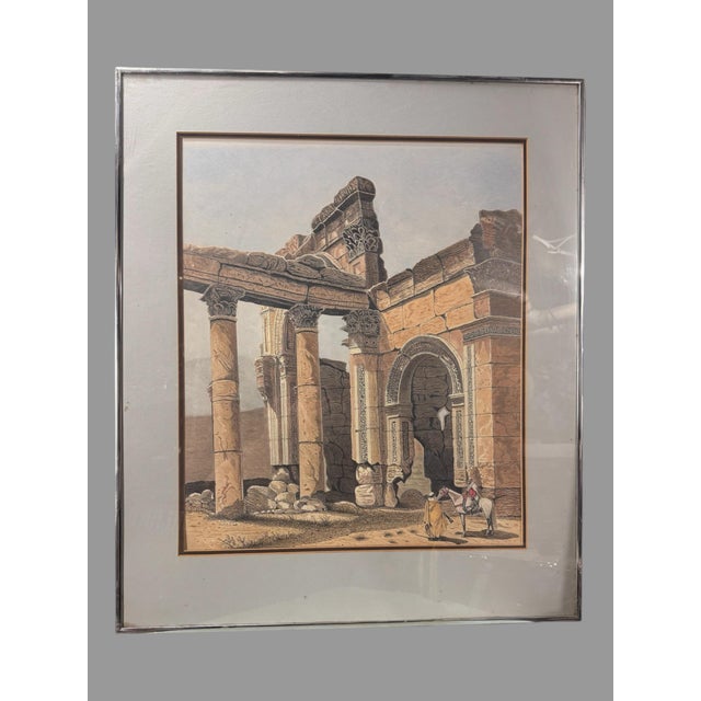 Gray Vintage Landscape Watercolor Painting Drawing of the Monumental Arch For Sale - Image 8 of 8
