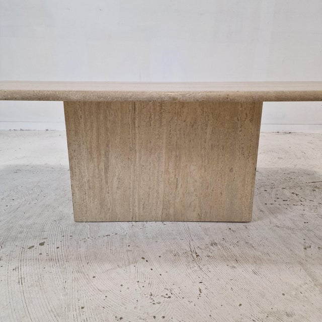 Italian Rectangular Coffee Table in Travertine, 1980s For Sale - Image 11 of 16