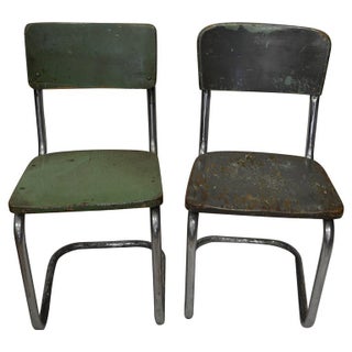 Industrial 1950s Factory Chairs - A Pair For Sale